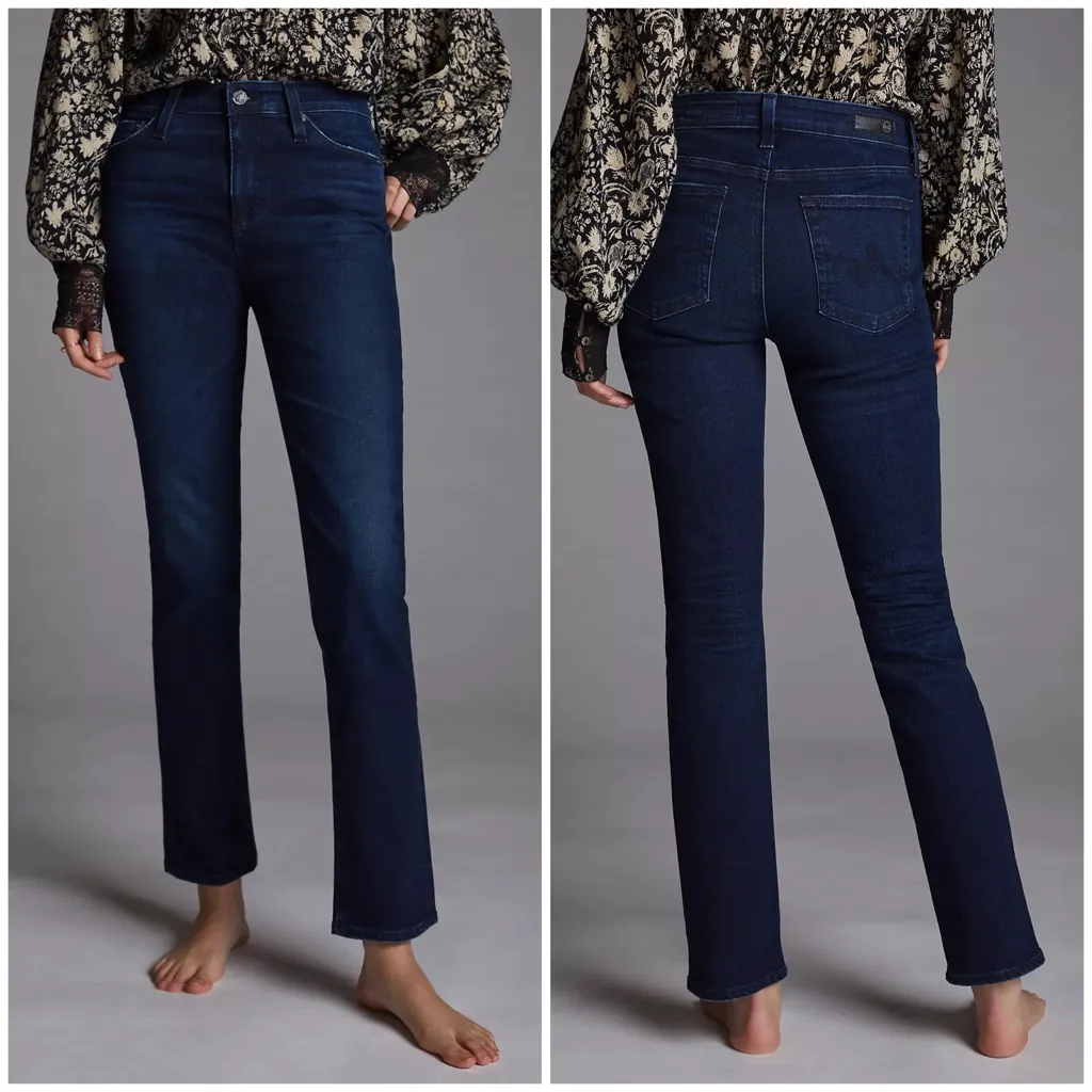 AG x Anthropologie The Stevie High Rise Slim Straight Jeans Blue Wash Size‎ 31 - Image 2