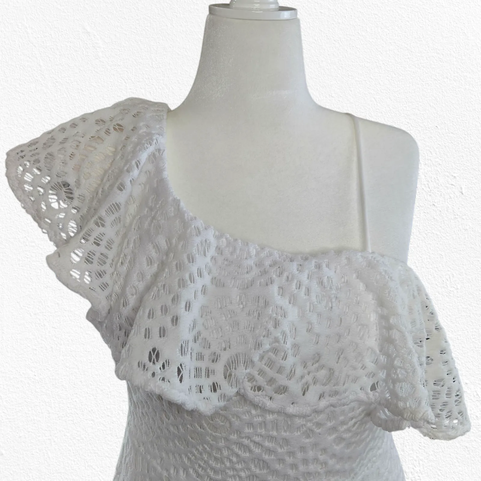 Lilly Pulitzer Callisto One Shoulder Resort White Terry Lace Midi Dress Size 12 - Image 8