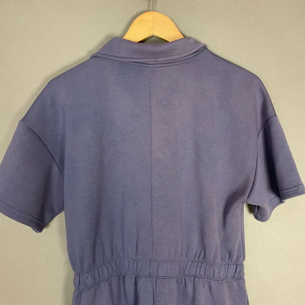 YogaLicious Scuba Sarah Romper Zip Front Short‎ Sleeves FLAWS Women Size Large - Image 5