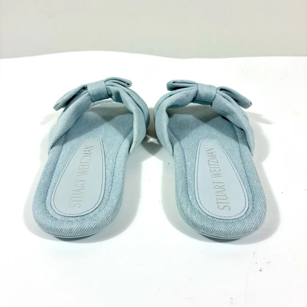 Stuart Weitzman Sofia Bow Slide Sandals Light Blue 9B NEW Vintage Denim 39.5 - Image 5