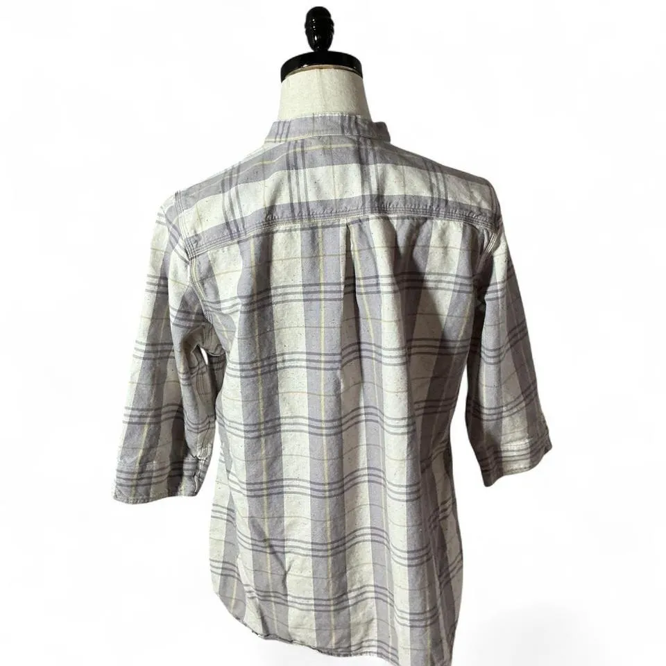 Carhartt‎ Women's Plaid Button Up Shirt Band Collar 3/4 Sleeve Size XL - Image 2