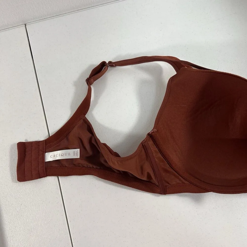 Cacique 44DD Bra Boost Plunge Lined Padded Underwired Brandy Copper Shiny Womens - Image 12