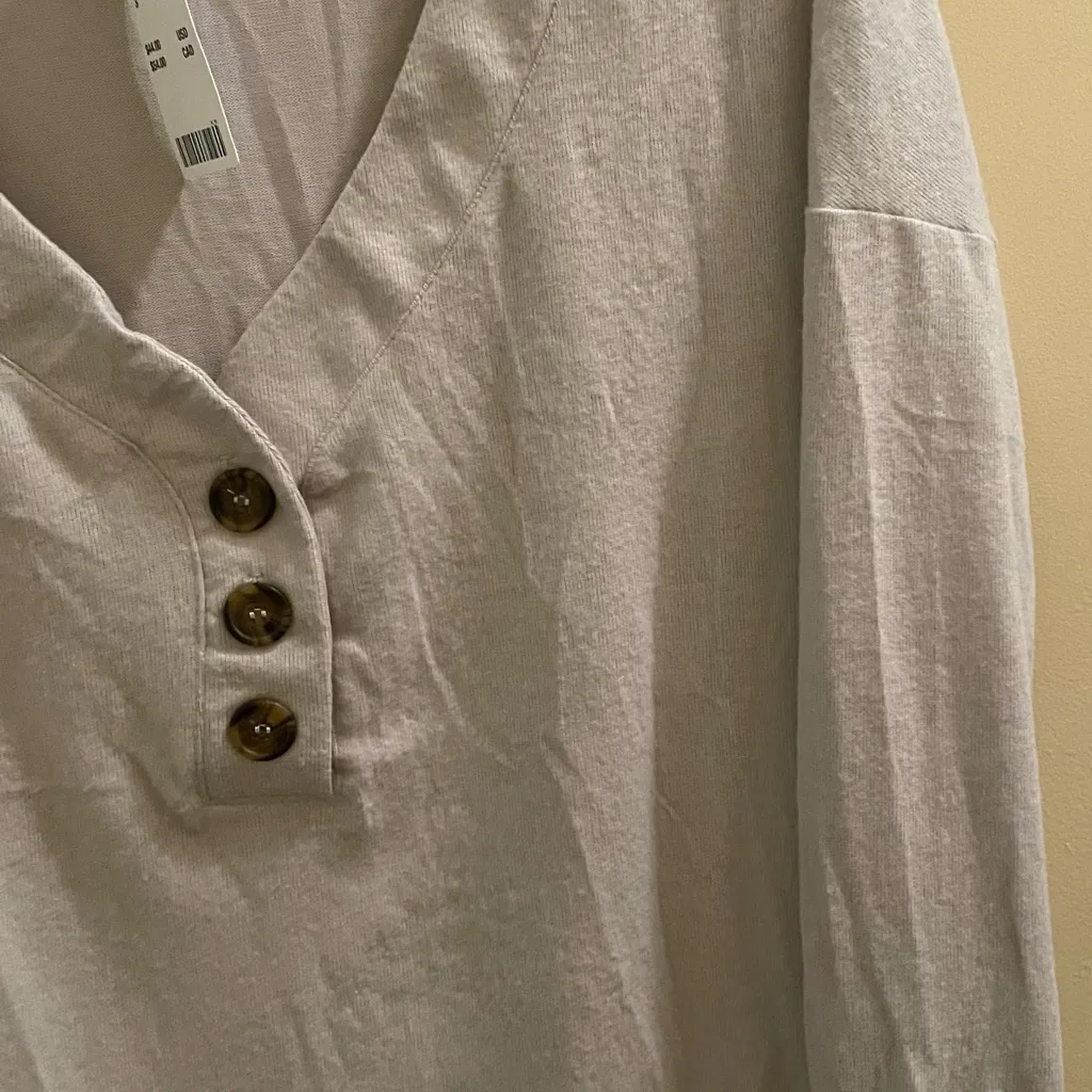 Urban Outfitters Out From Under Blaine Oversized Henley Top L/S V Neck NEW - Image 6