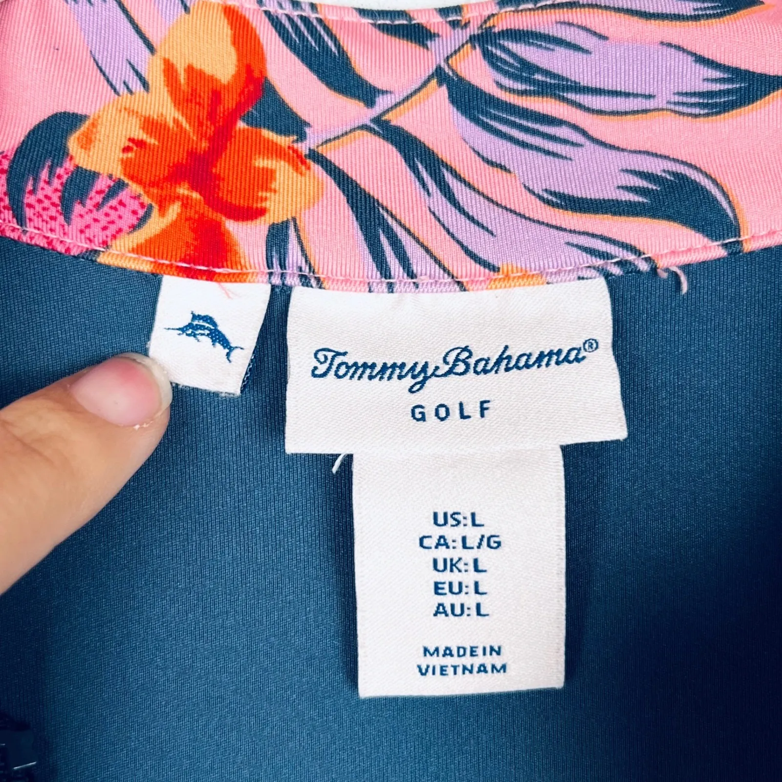 Tommy Bahama Grey Golf Dress Women's L Sleeveless Zip Tropical‎ Collar Pockets - Image 5