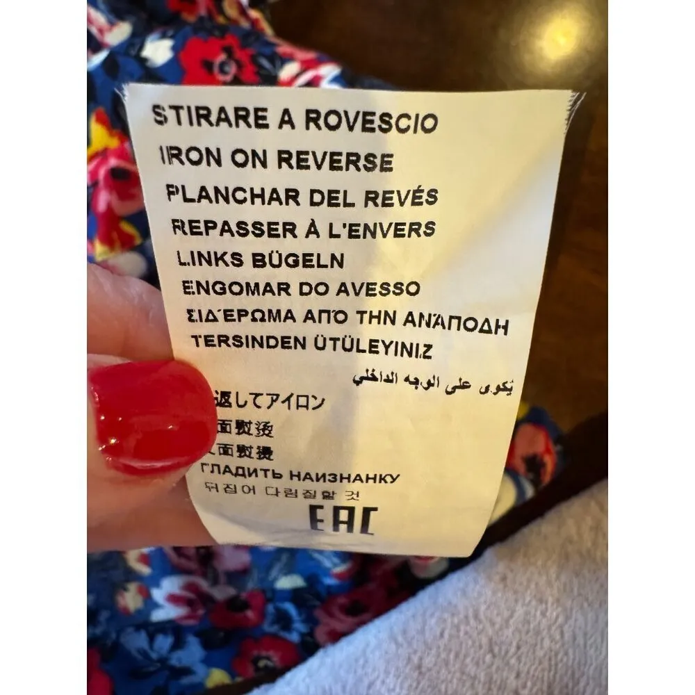 Love Moschino Shirt Women‎ 4 Blue Floral Tie Neck Sleeveless Blouse Top Boho - Image 13