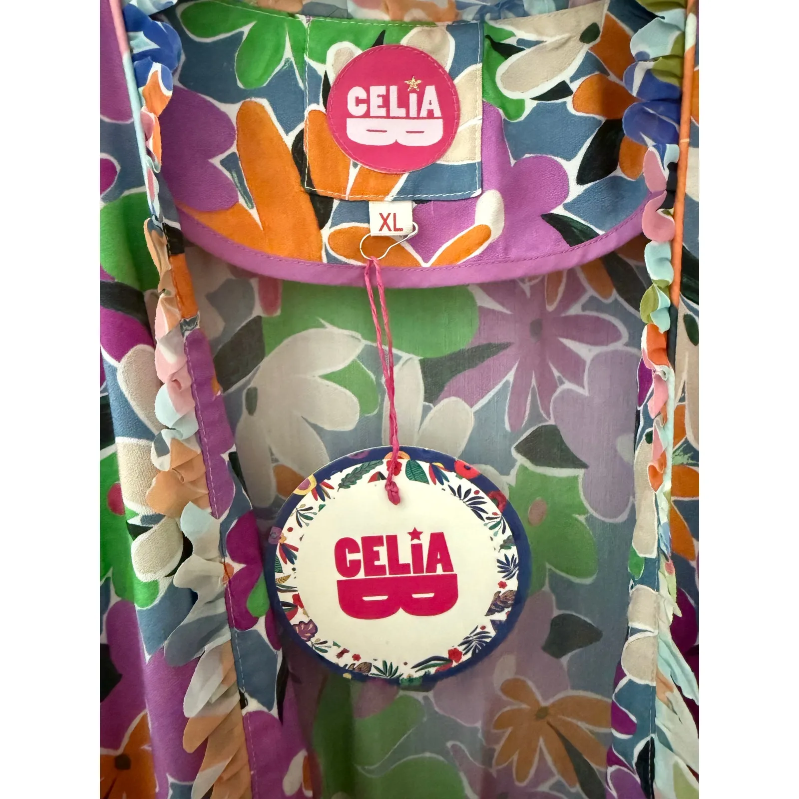 CeliaB Liska‎ Mini Purple Floral Wrap Dress Size XL - Image 9