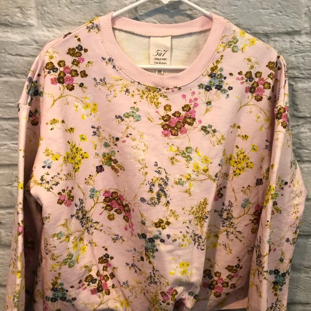 Cinq A Sept Sz Small Parker Sakura Floral Tie-Dye Pullover Sweatshirt Knot Front - Image 3