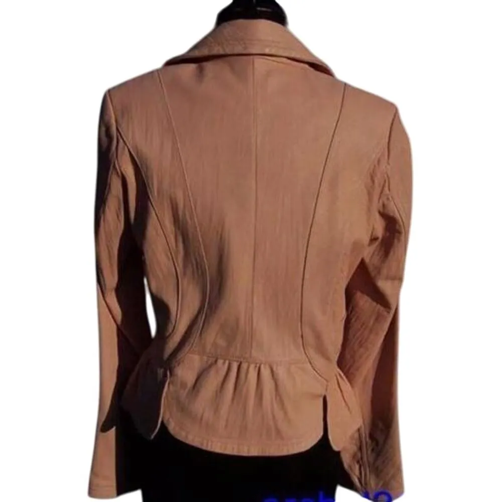 Cache Texture Butter Soft Pink Leather Jacket Top Lined Vented New NWT $298 - Image 7