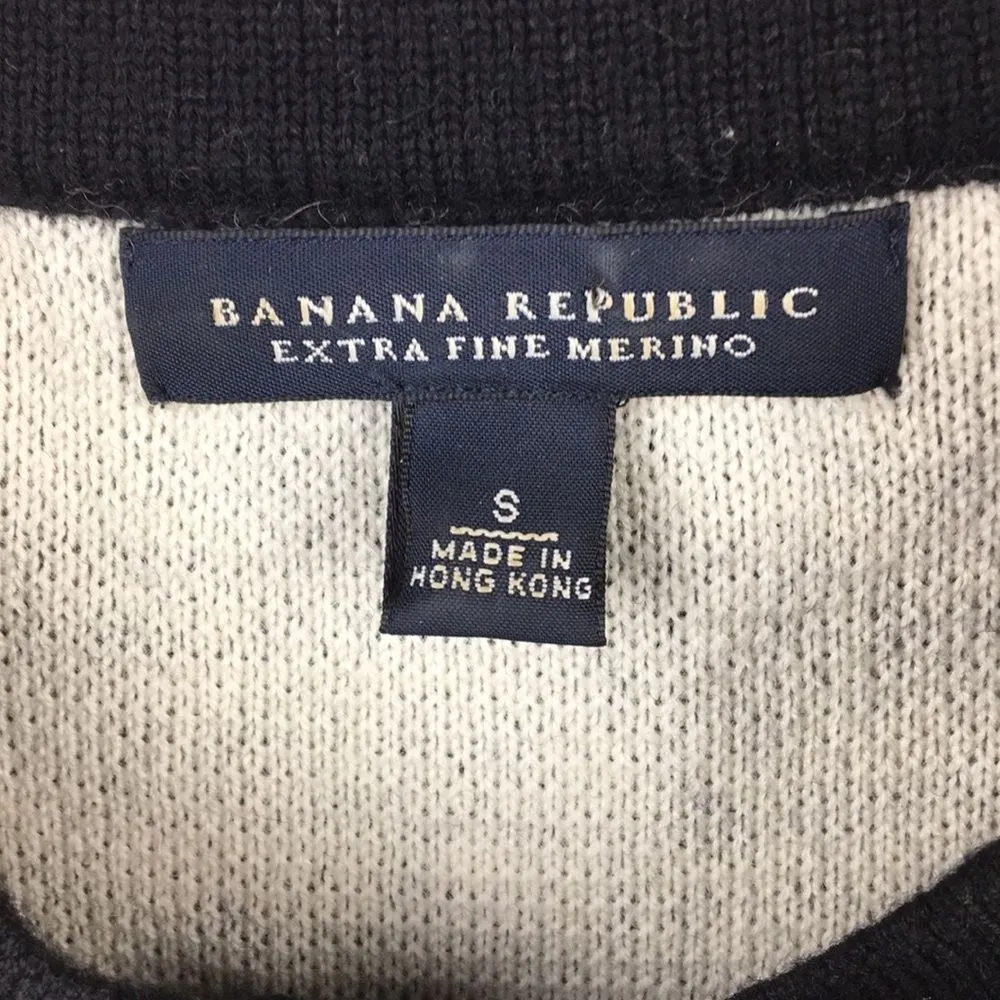 Banana Republic Gray & Black Military Inspired Knit Button Front Sweater S - Image 6