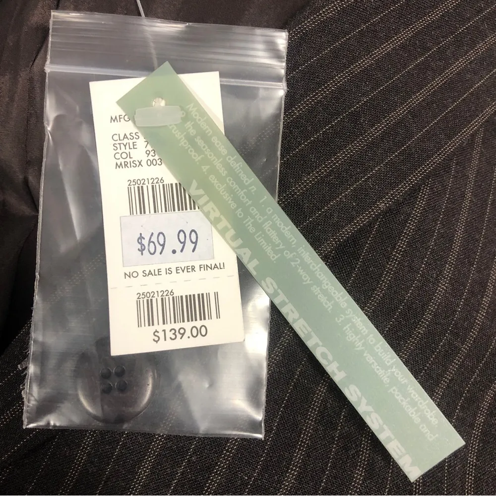 The Limited Stretch Brown Pinstripe 2 Button Blazer Suit Jacket Womens XS New - Image 7