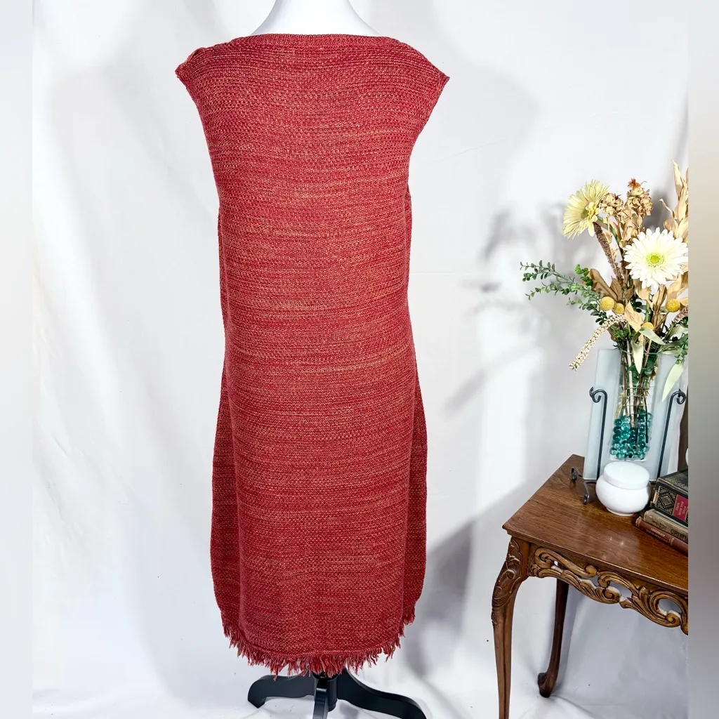 Holding Horses (Anthropologie) Sleeveless Fringe Knit Midi Sweater Dress – XL 💛 - Image 5