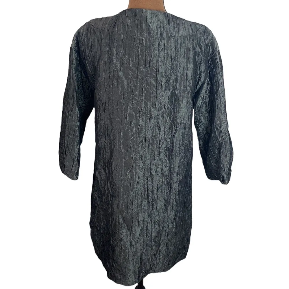 Apostrophe crinkle textured collarless longline overcoat size S - Image 2