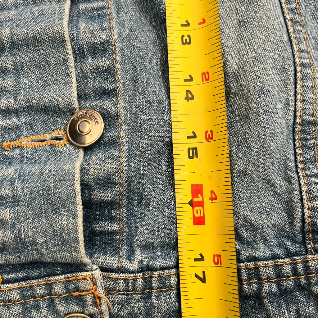 Y2K Vintage 2000s Blue and Gray Jean Jacket with Cropped Style SZ M Coat Size M - Image 8