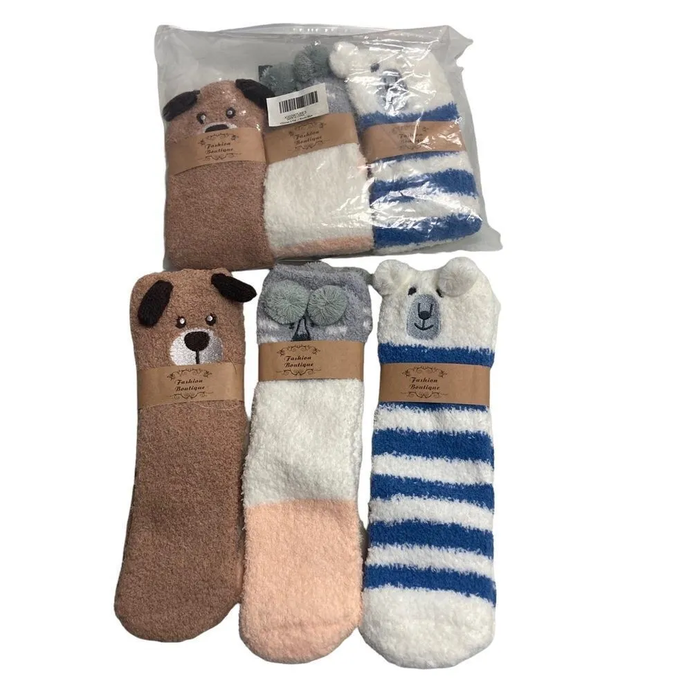 Fashion Boutique “Doggy Design Socks” 6 pair Women New With Tags Blue,Brown,Gray - Image 3