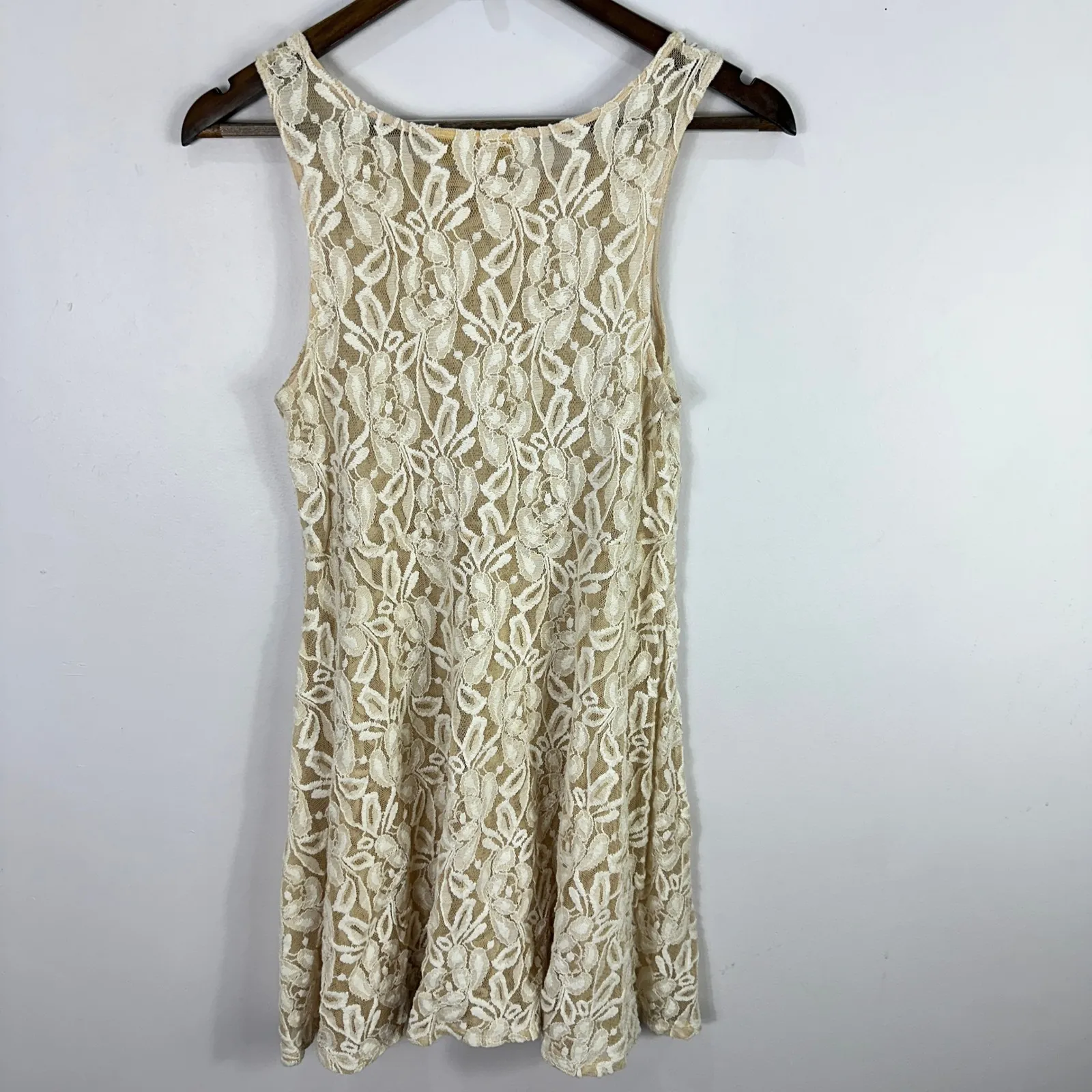 Free People Lace Dress Small Ivory Sheer Boho Cottagecore Fairy Romantic Vintage - Image 6