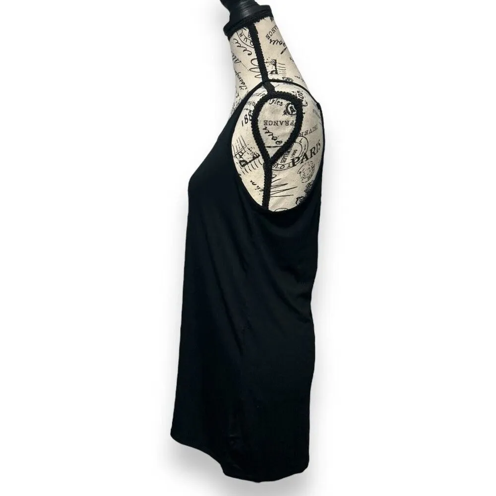 NWT Articles of Society Small Black Halter Tank Top Slit Minimalist Y2K Layering - Image 3