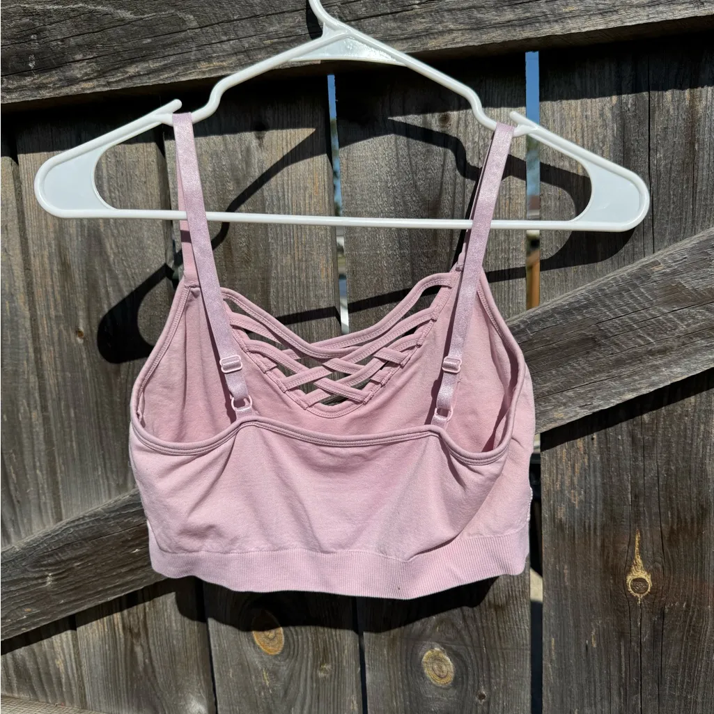 Zenana Outfitters Light Pink Criss Cross Back Bralette - Size L - Image 3