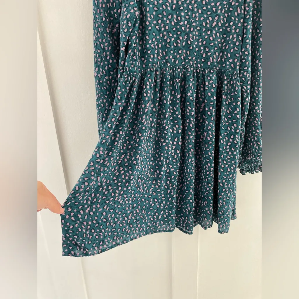 BOHME Leopard Animal Print Puff Sleeve Smocked Sweetheart Mini Dress Size M - Image 6