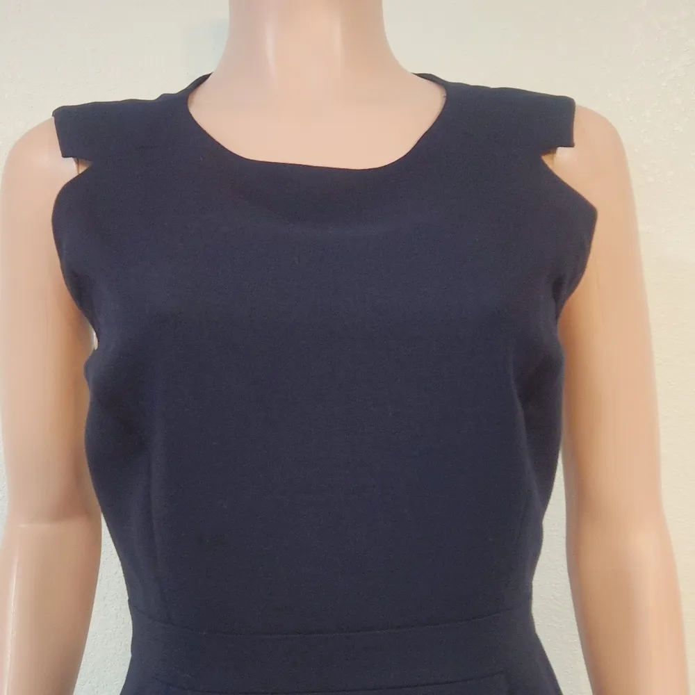 J. Crew Casey Dress Wool Crepe Navy Blue A9688 Suiting Office Work Party Sz 4 - Image 2