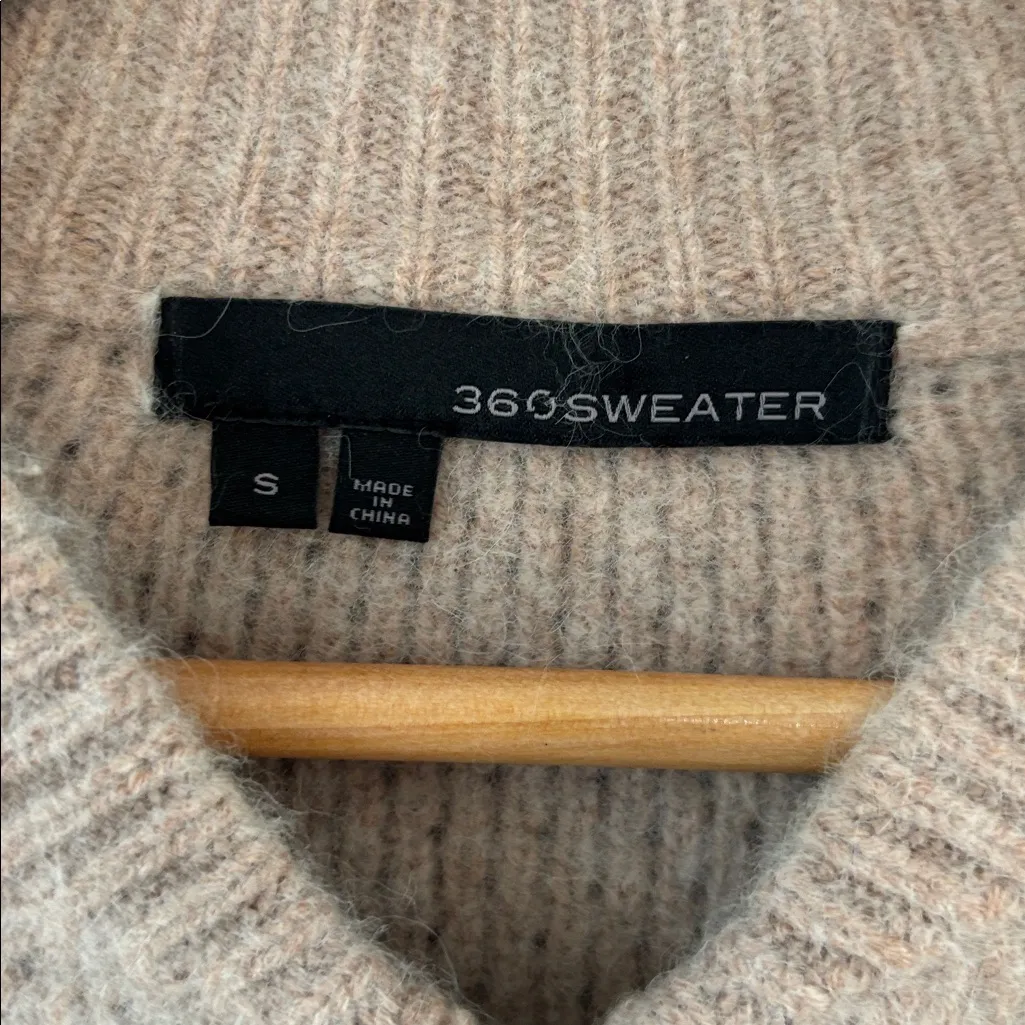 360 Cashmere Sweater Wool Zipper Cardigan Beige Sz Small Grandpacore Neutral - Image 8