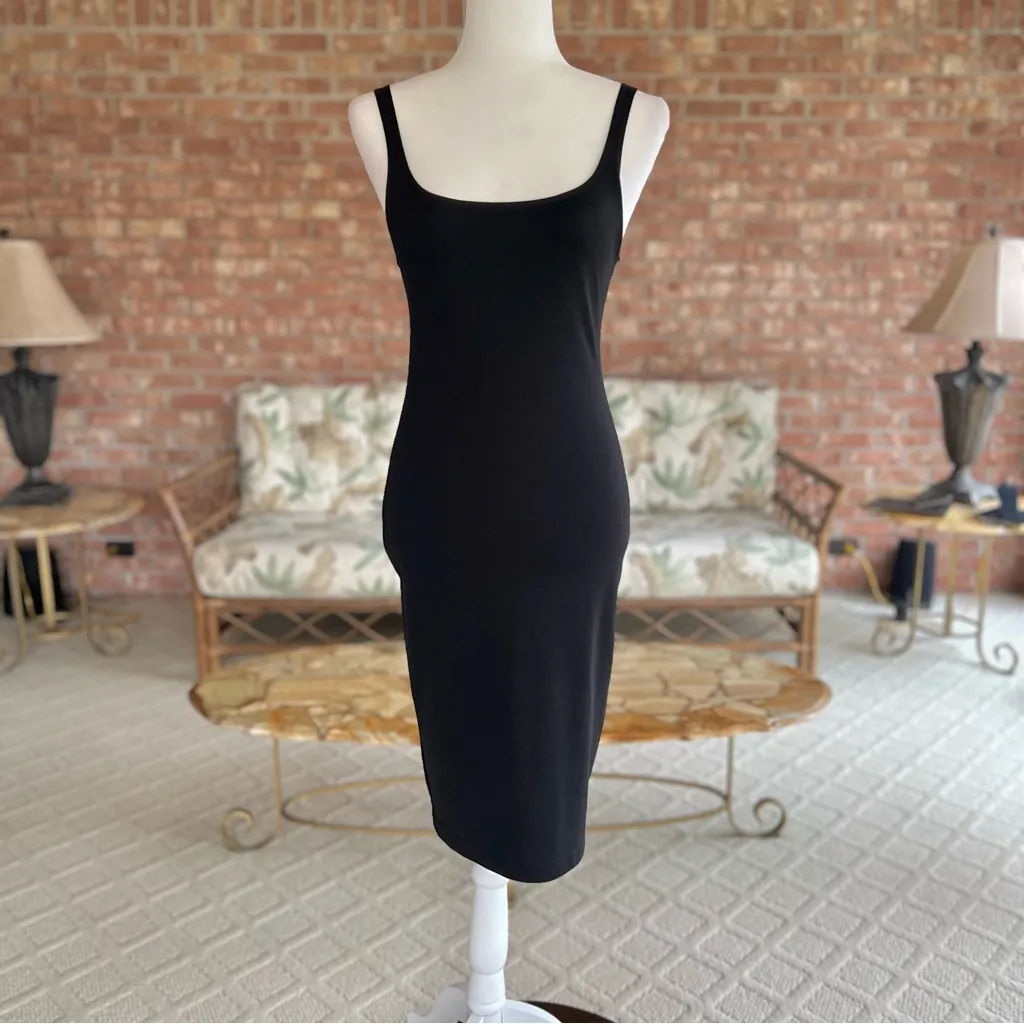 Zara Dress Bodycon Midi Black Sleeveless Knit Sheath Tank M Party Chic Date Mod - Image 2