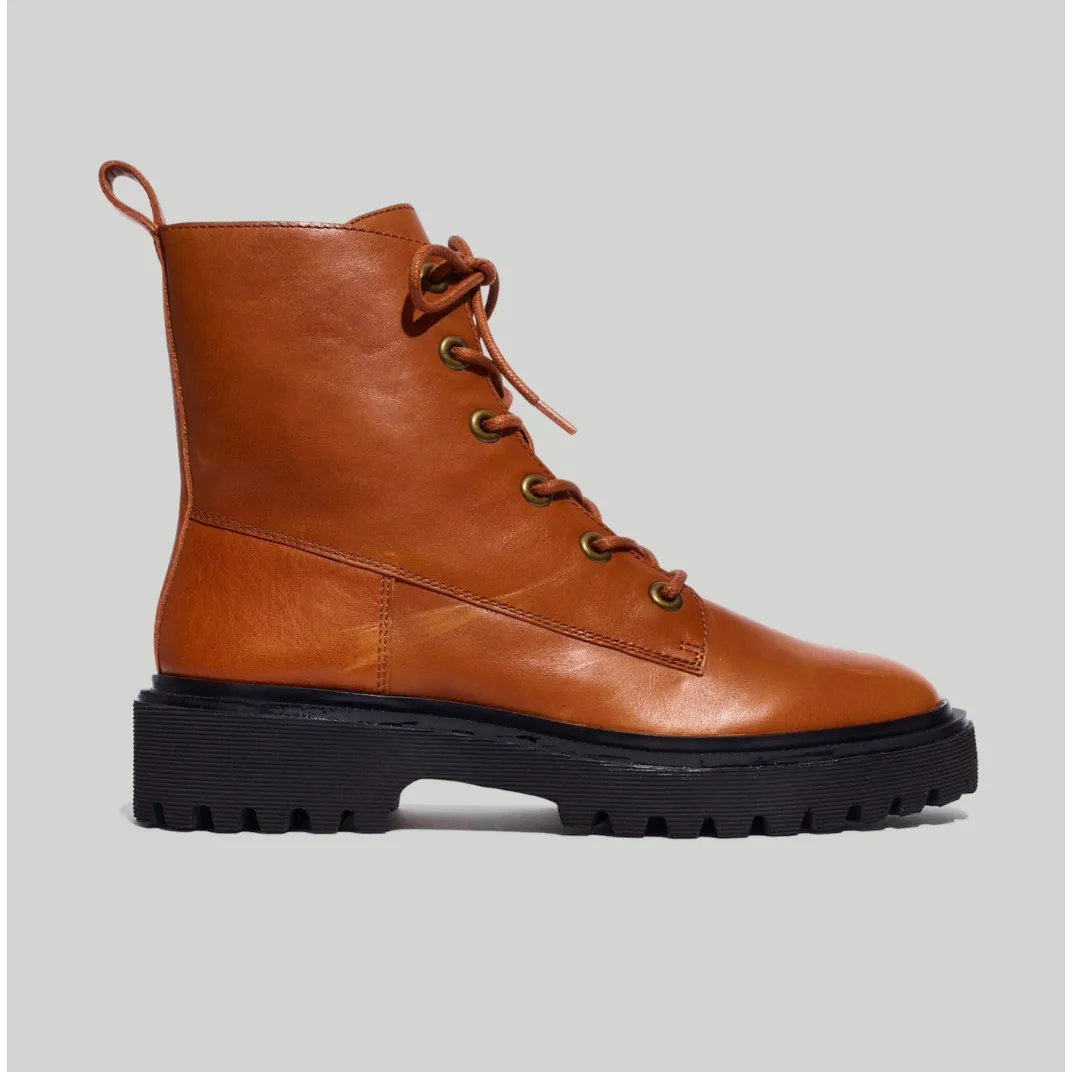 Madewell The Rayna Lace-Up Boot English Saddle Leather Size 5.5 NIB Combat Boot - Image 2