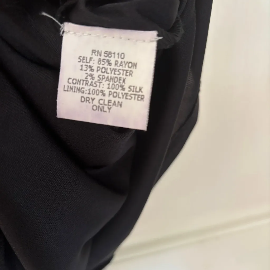 David Meister Vintage‎ Black Midi Dress Size 10 Elegant Satin Trim Made in USA - Image 7