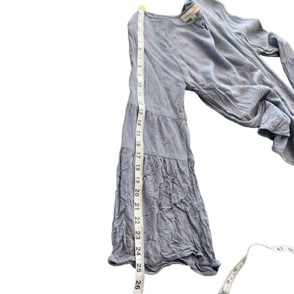 Cloth & Stone Tiered Bell Sleeved Relaxed Fit Long Sleeve Top Heather Blue Small - Image 12