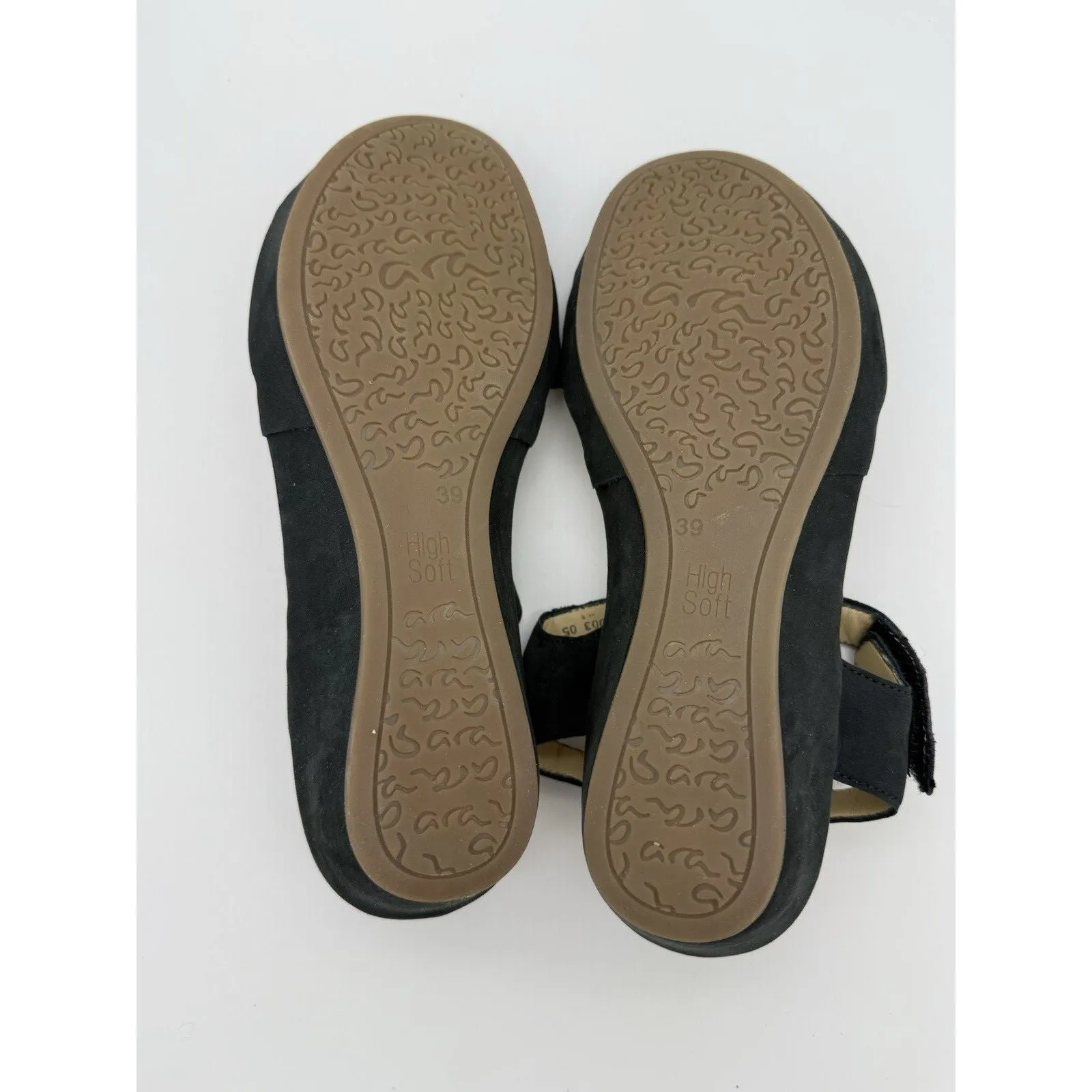 NEW Ara High Soft Sandals Womens 8.5 Black Comfort Platform Hook & Loop Closure - Image 7