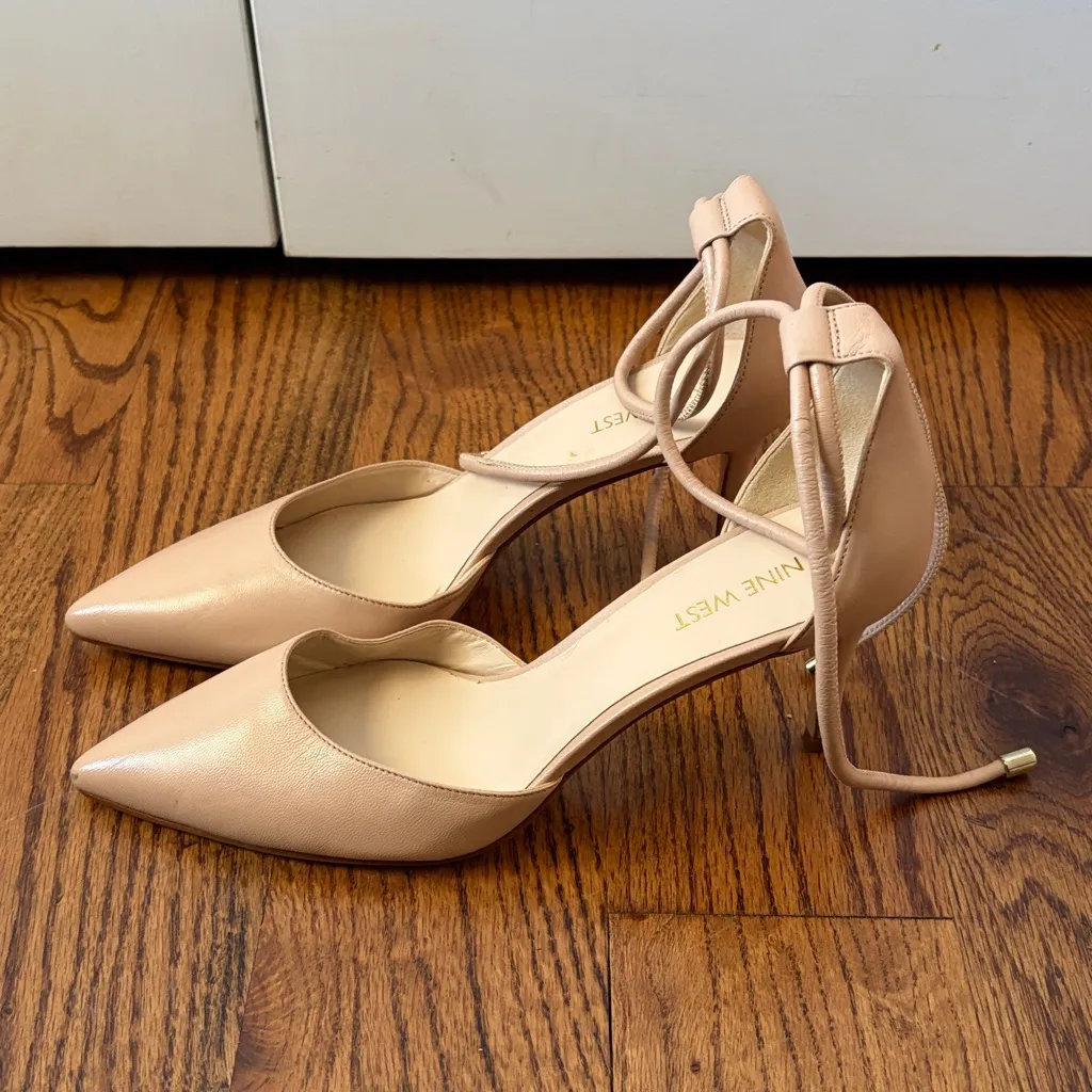 NEW Nine West natural color wrap around heels size 8.5 - Image 3