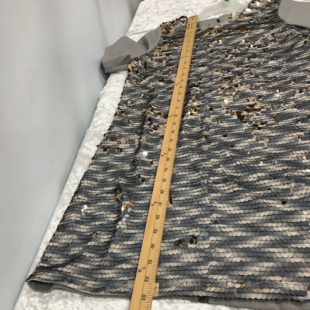 GIANNI BINI Razzle Dazzle Metallic Sequins Cocktail Party Mini Shift Dress med. - Image 4