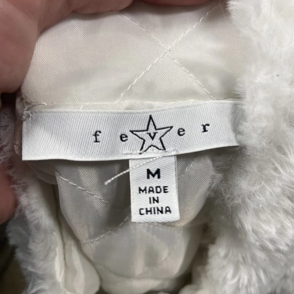 Fever Vest Womens Medium White Faux Fur Sleeveless Full Zip Cozy Winter Layer - Image 4