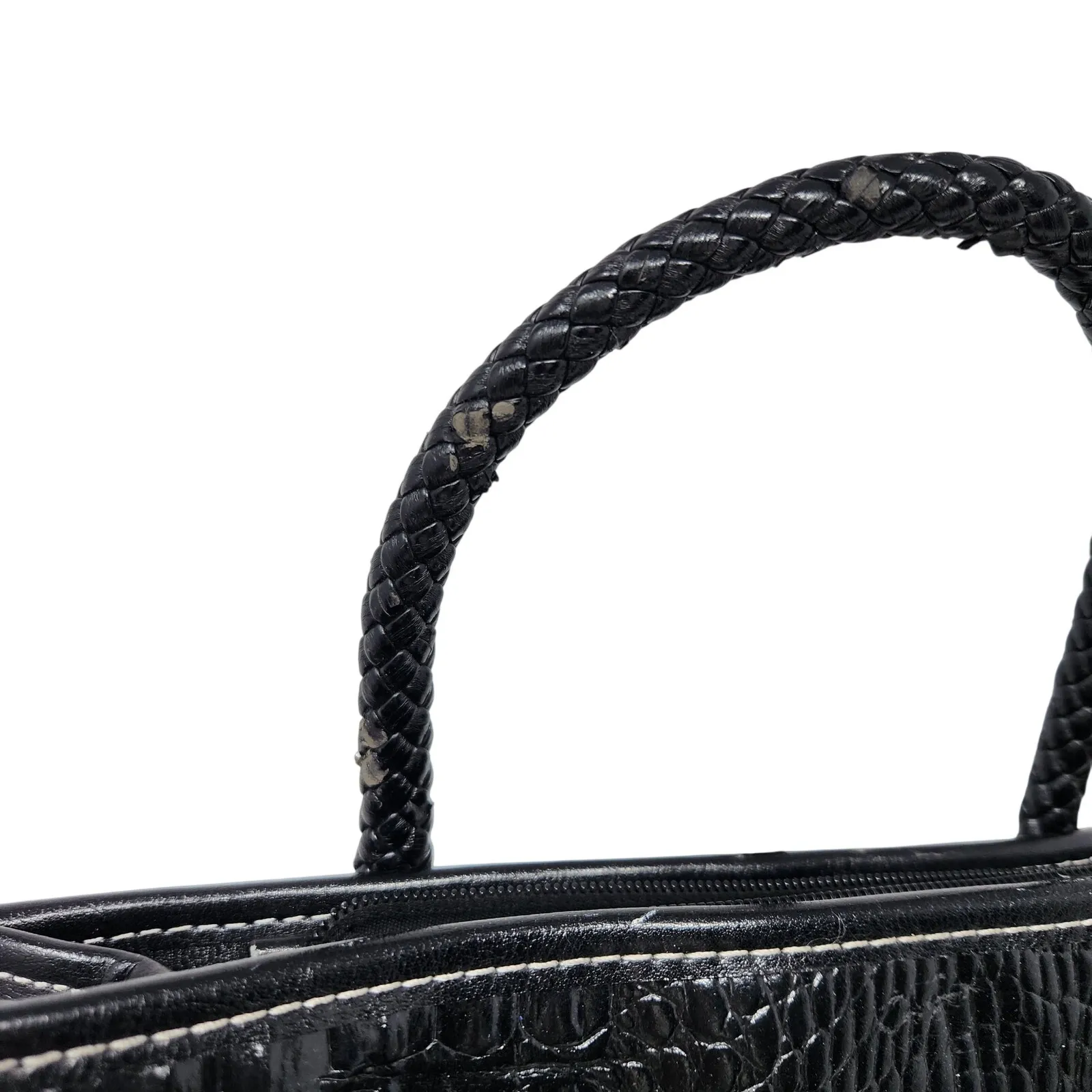 Vintage Silverake Black Croco Leather Heart Retro Gothic Chic Handbag Small - Image 6