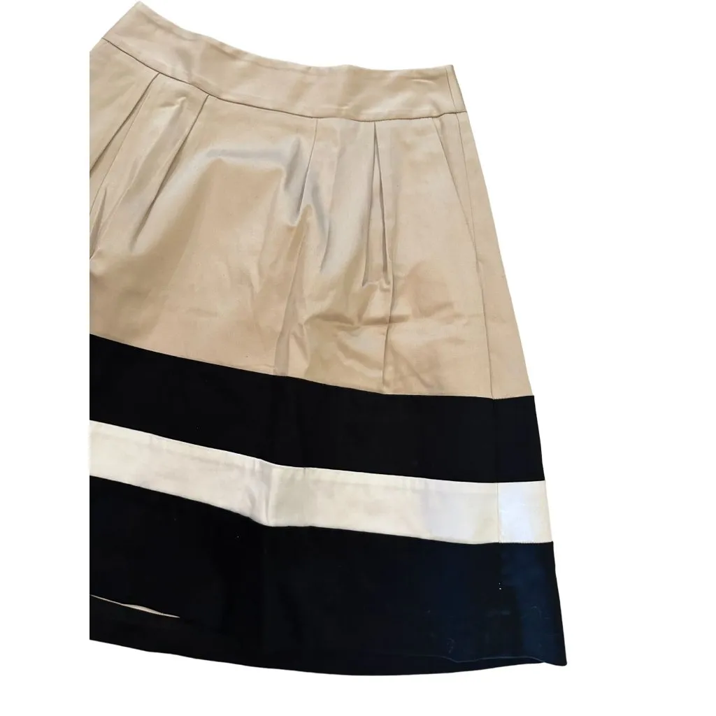 WHITE HOUSE BLACK MARKET WHBM Tan Black A Line Skirt Size 0 - Image 6