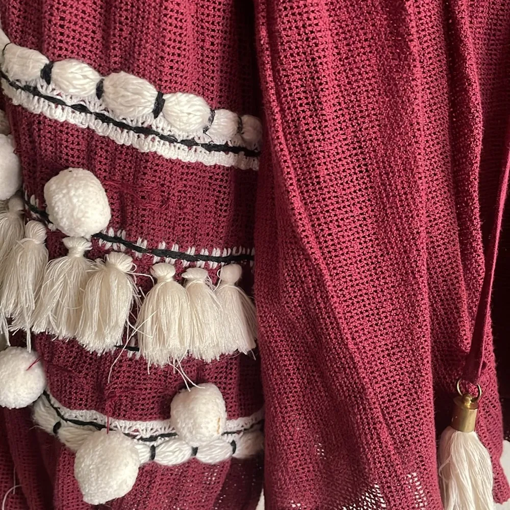 Anthropologie Vineet Bahl Nisha Embroidered Pom Pom Peasant Top - Image 9