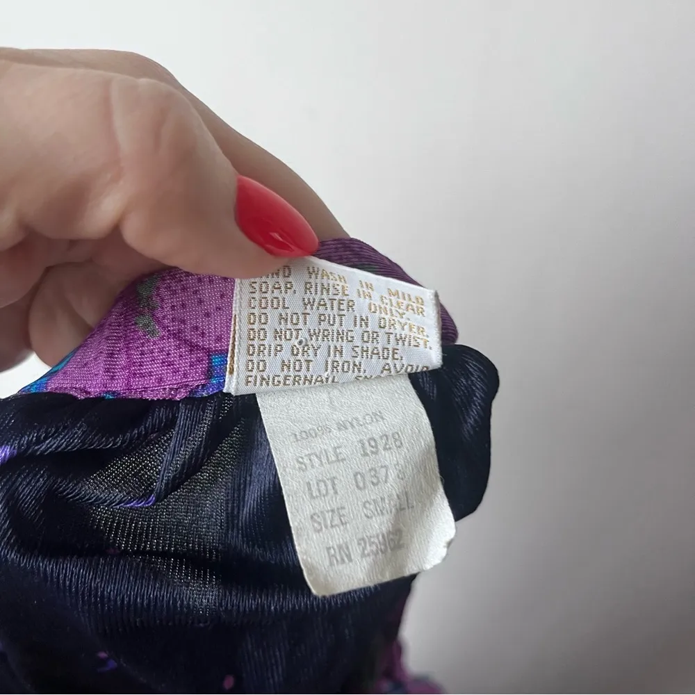 Vintage 80s Sirena Purple Floral Wrap Midi Skirt S - Image 3