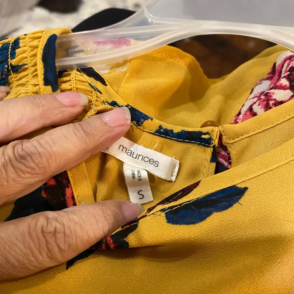 Maurices Mustard Floral dress. Long sleeve . - Image 3