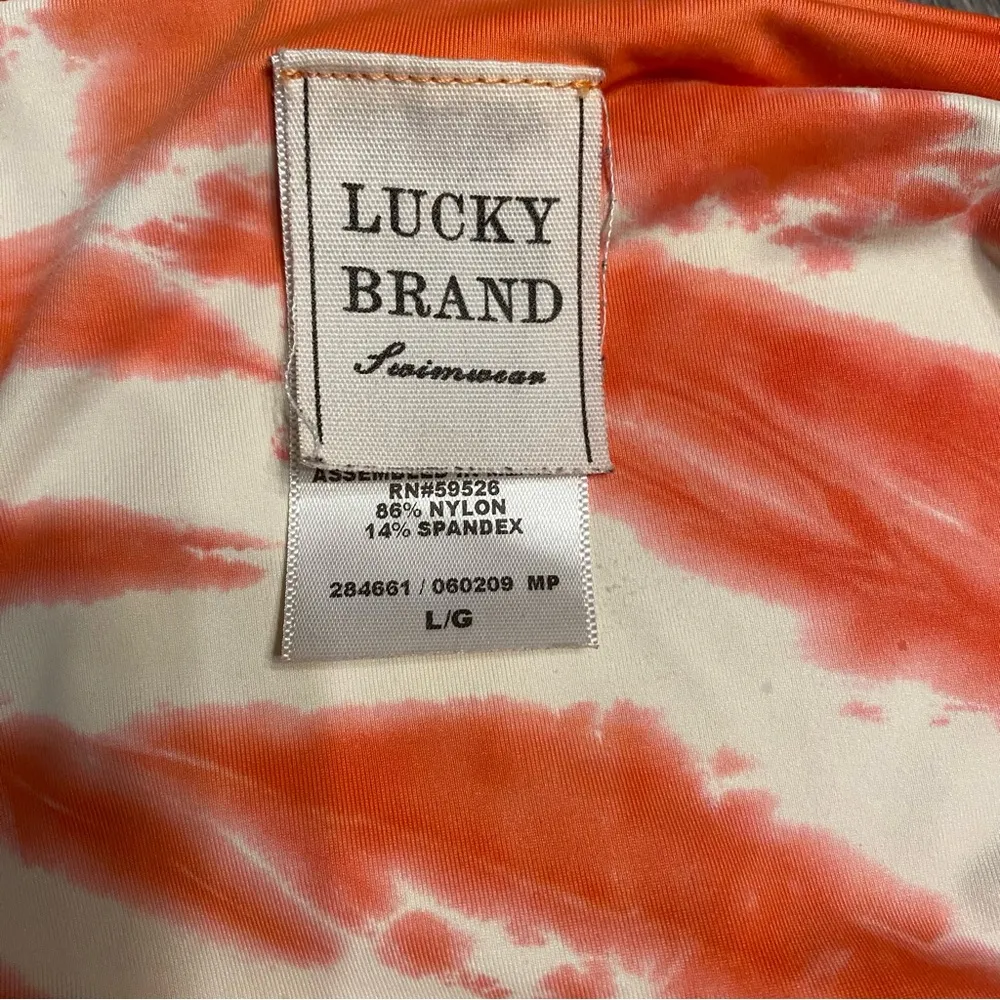 Lucky Brand Orange White 'Fireworks' Tie Dye High Waist Bikini Size L - Image 6