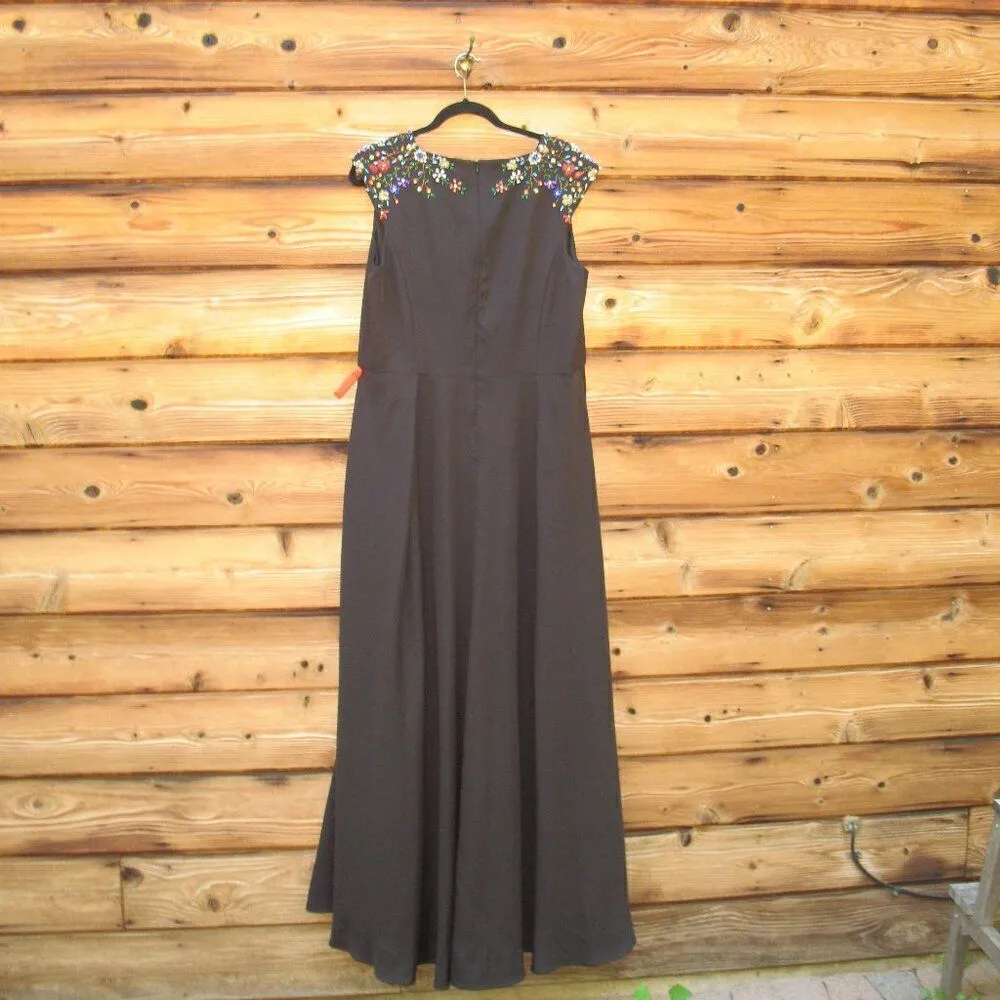 NEW Mac Duggal 26540 Beaded Cap Sleeve V Neck Gown Dress - Image 10