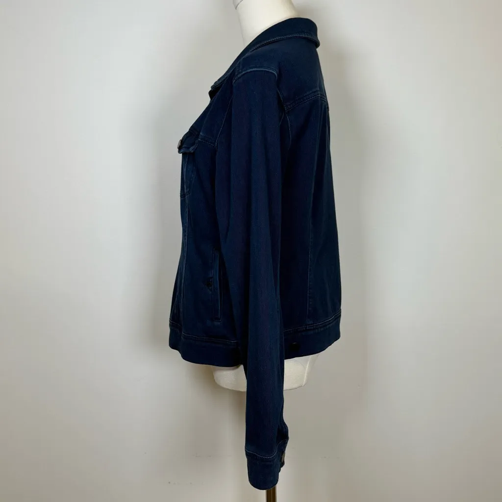 Liverpool Los Angeles Dark Americana Denim Jean Jacket Women’s Size Medium - Image 4