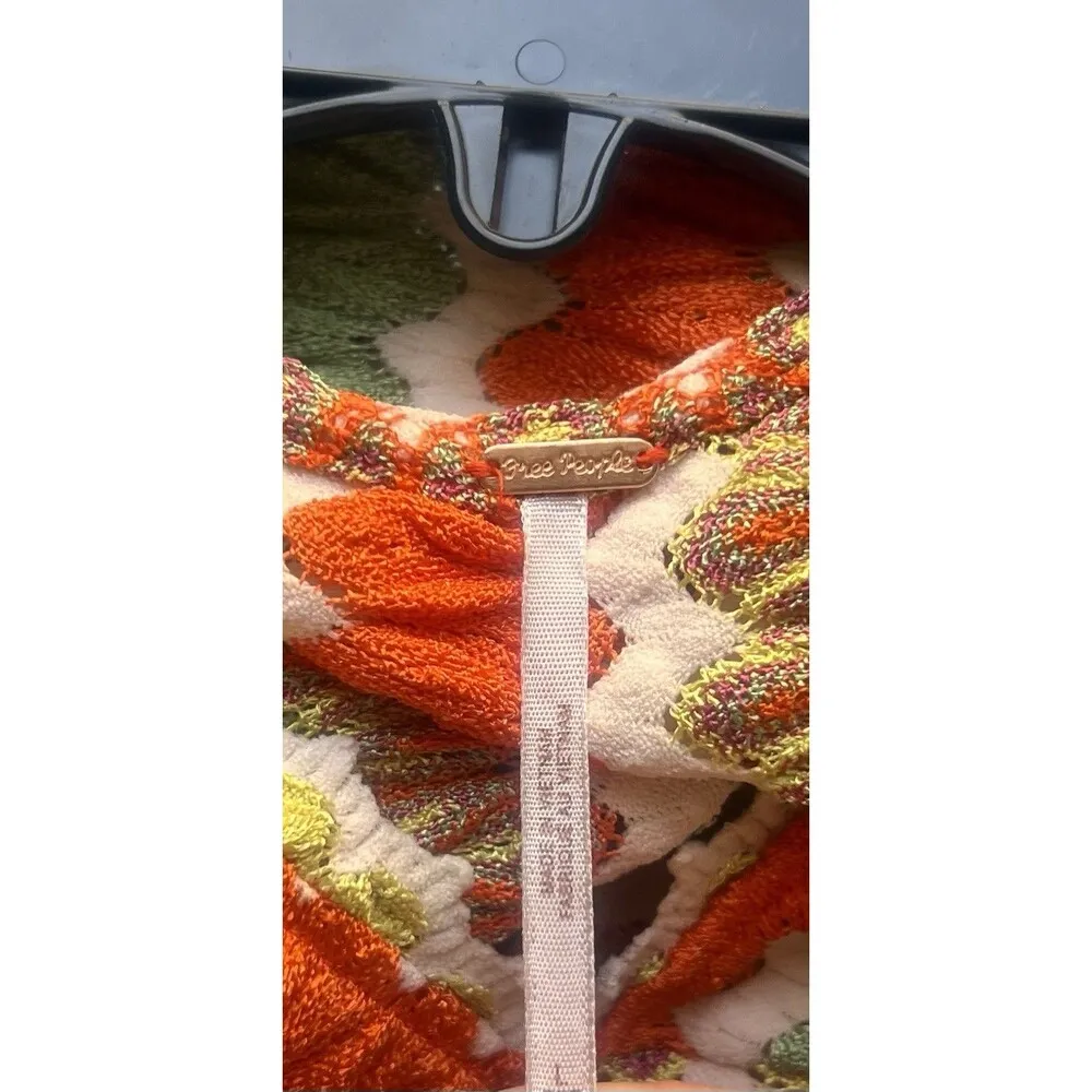 Free People Twist And Shout Crop Top Large Boho Crochet Scallop Festival Hippie - Image 9