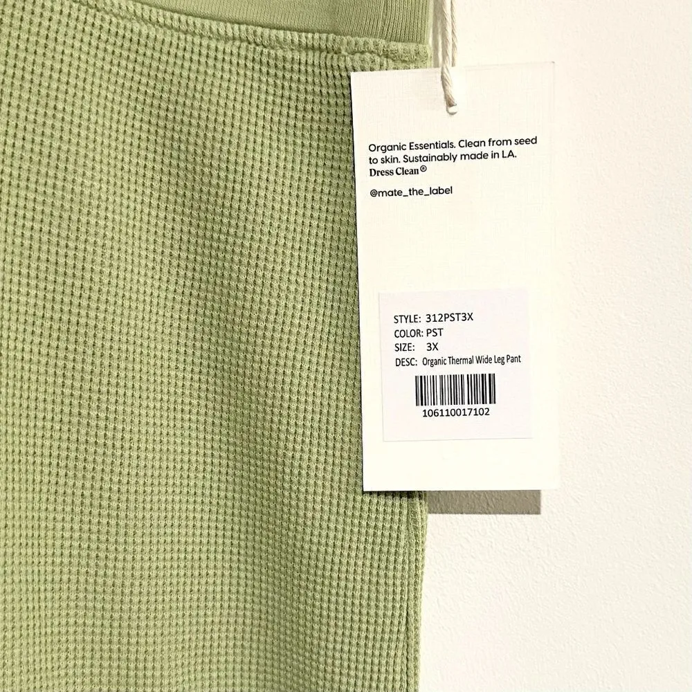 NWT MATE the Label Green Organic Thermal Wide Leg Pant - 3X - Image 4