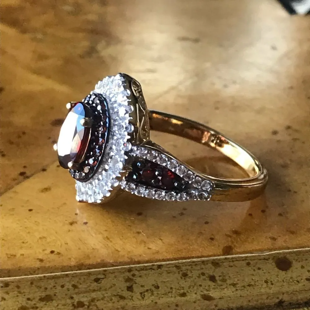Natural Red Garnet Sterling Silver Ring Size 7 - Image 8
