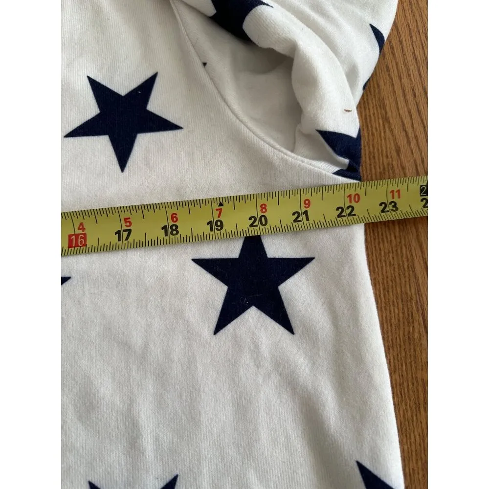 Coshow Women's XL Star Print Long Sleeve Crew Neck Top Lightweight Sweater XL White - Image 7