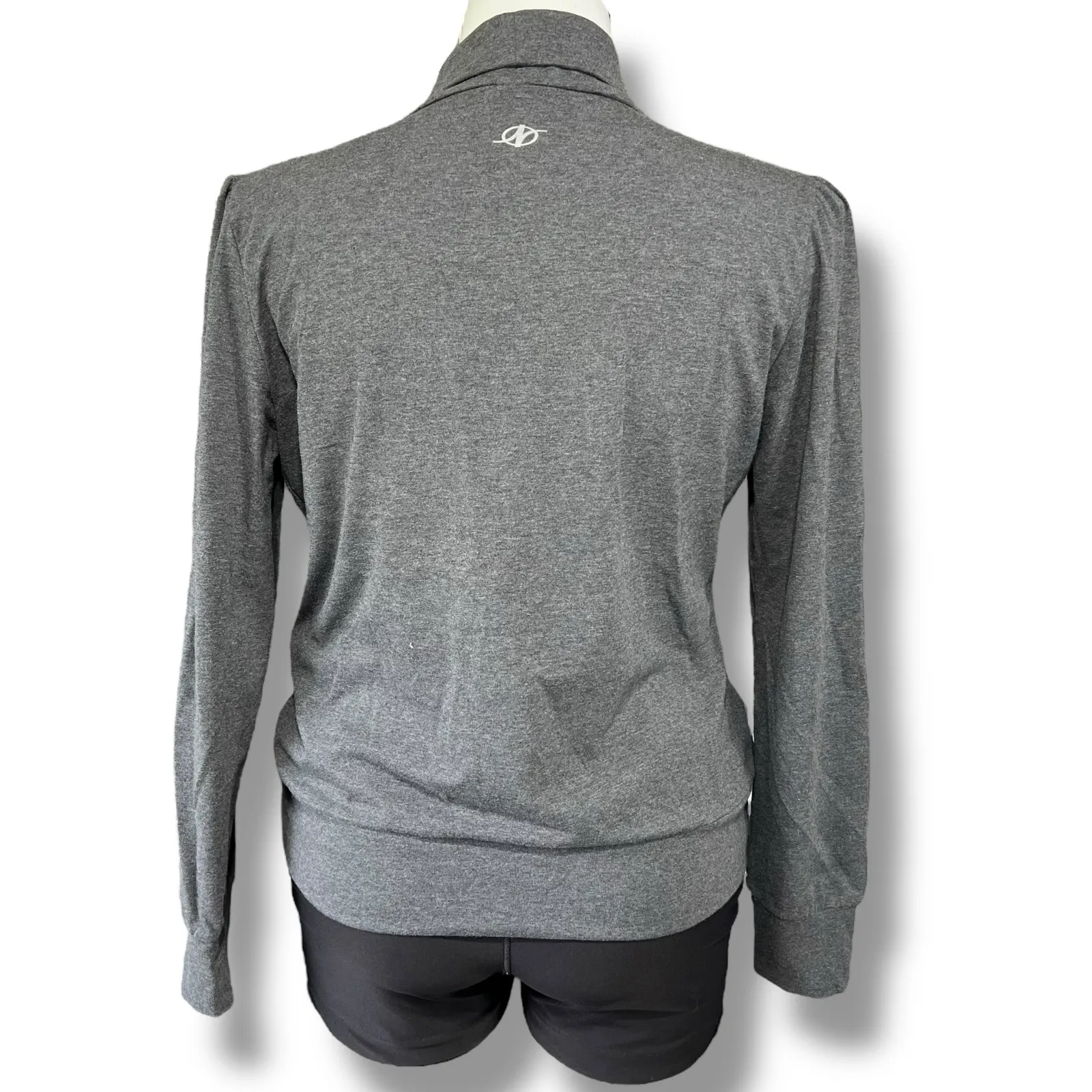 NordicTrack Womens Faux Wrap Athletic Sweatshirt Pullover Stretch Gray Large - Image 3