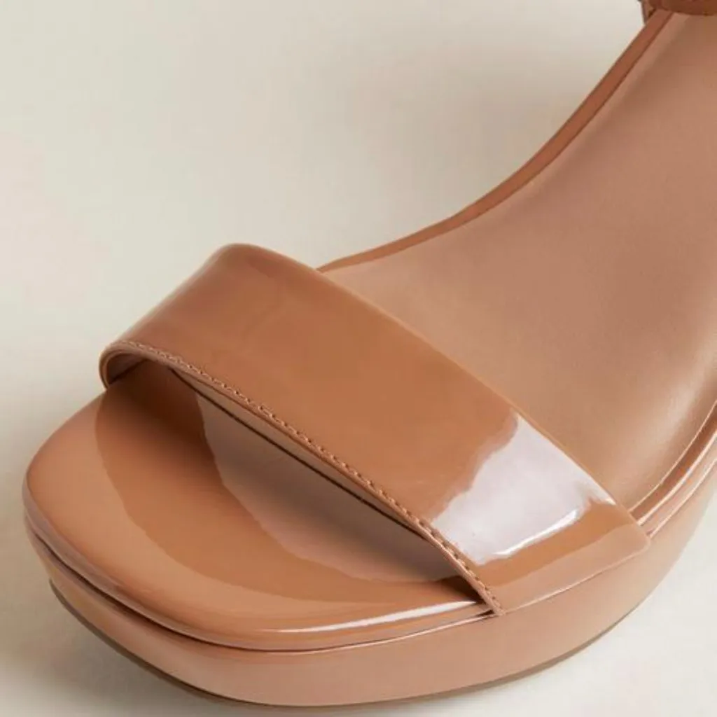 Torrid Platform Block Heel Sandal Nude Tan Size 11WW NWT - Image 3
