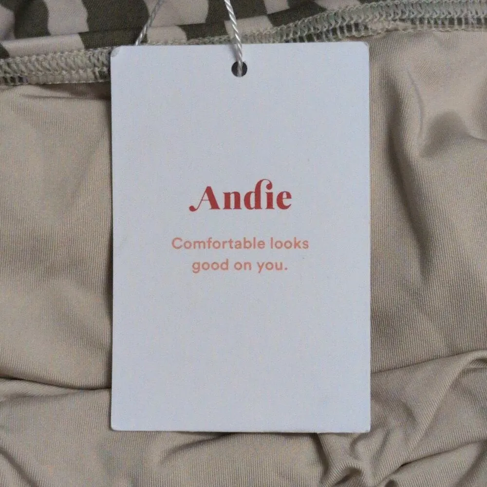 Andie Tulum One Piece Swim Bias Stripe Olive Crisscross Beach Pool Swim M New - Image 8