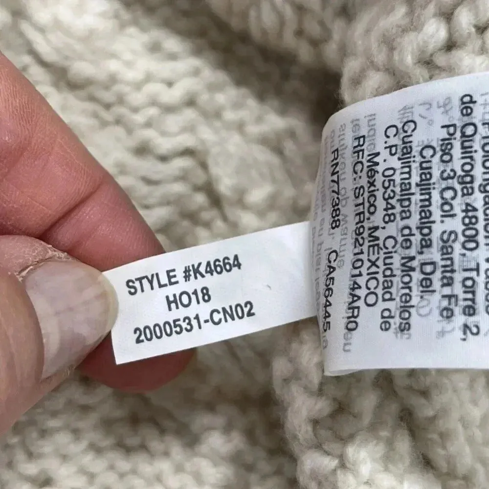 J. Crew Wool Blend Cable Knit Chunky Pullover Sweater Women Size L Cream - Image 8