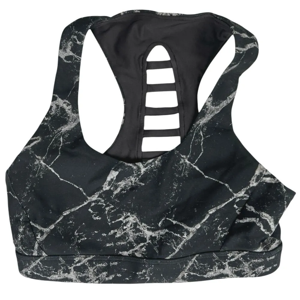 Soul Black Marble Tie Dye Print Yoga Athletic Sports Bra Leggings Pants Set Sz S - Image 4