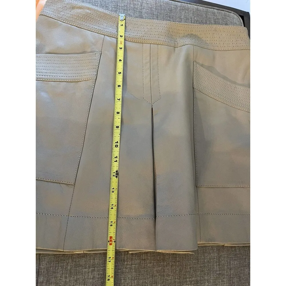 Banana Republic Heritage Collection Leather Mini Skirt Camel Tan Pockets Size 8 - Image 6